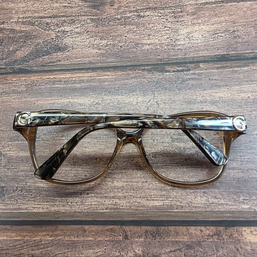 Guess GU 7355 BRN-34 Brown Cat Eye Eyeglass Frames Gold Logo 55-15-135